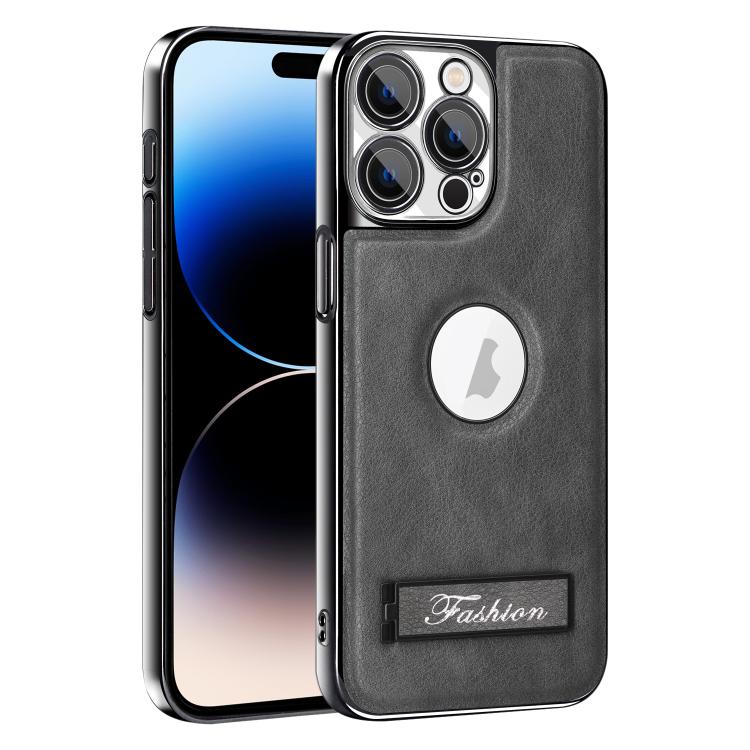 For iPhone 14 Pro Max Fashion Electroplated Fold Holder Shockproof Phone Case