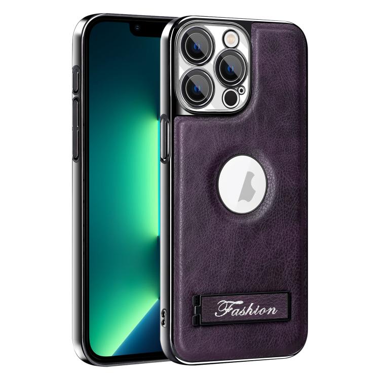 For iPhone 13 Pro Max Fashion Electroplated Fold Holder Shockproof Phone Case