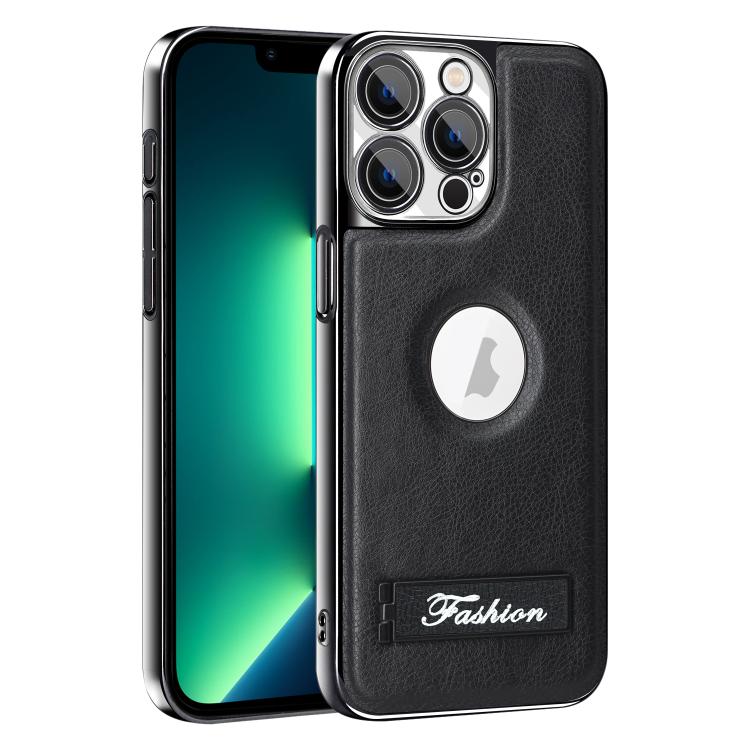 For iPhone 13 Pro Max Fashion Electroplated Fold Holder Shockproof Phone Case