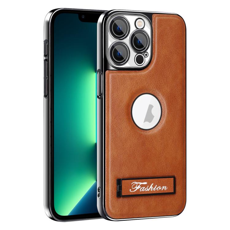 For iPhone 13 Pro Max Fashion Electroplated Fold Holder Shockproof Phone Case