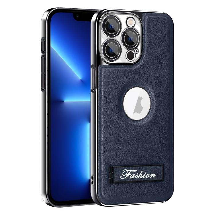 For iPhone 13 Pro Fashion Electroplated Fold Holder Shockproof Phone Case