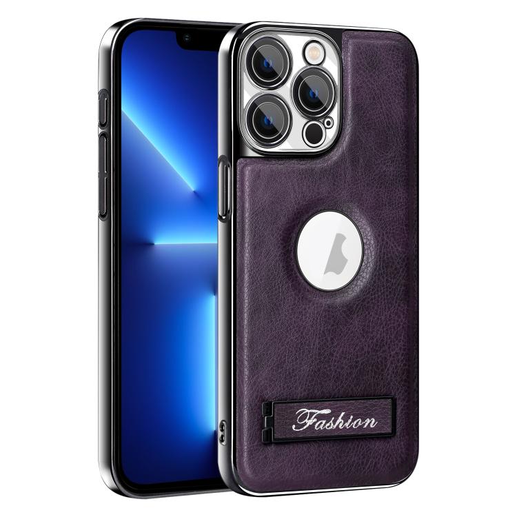 For iPhone 13 Pro Fashion Electroplated Fold Holder Shockproof Phone Case