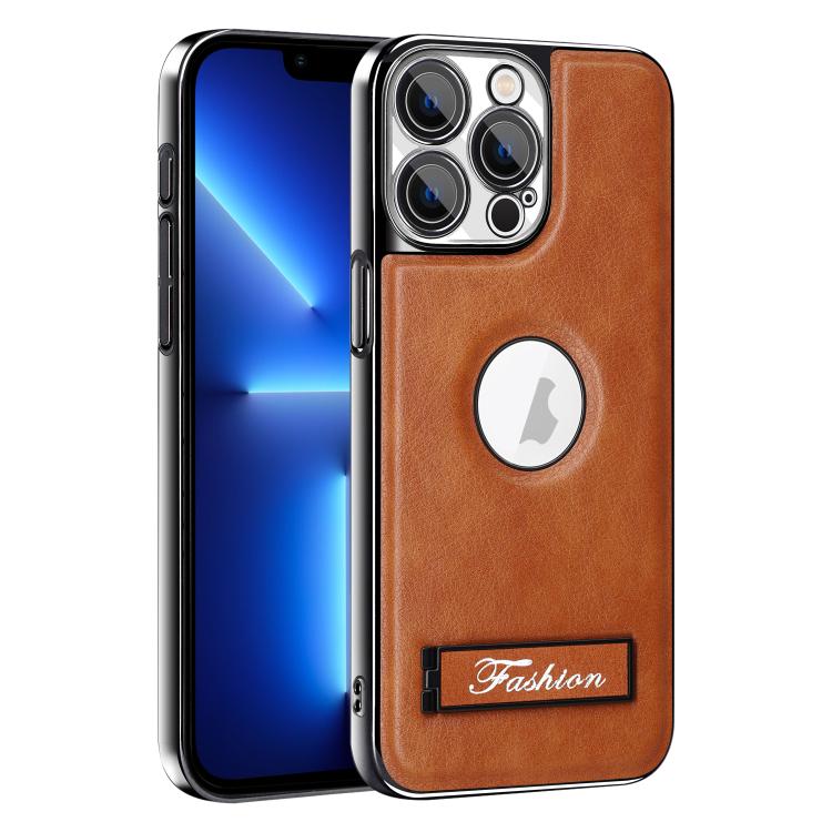 For iPhone 13 Pro Fashion Electroplated Fold Holder Shockproof Phone Case