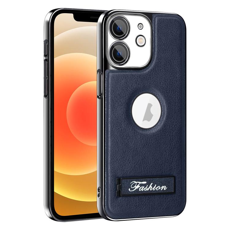 For iPhone 12 Fashion Electroplated Fold Holder Shockproof Phone Case