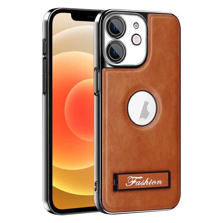 For iPhone 12 Fashion Electroplated Fold Holder Shockproof Phone Case