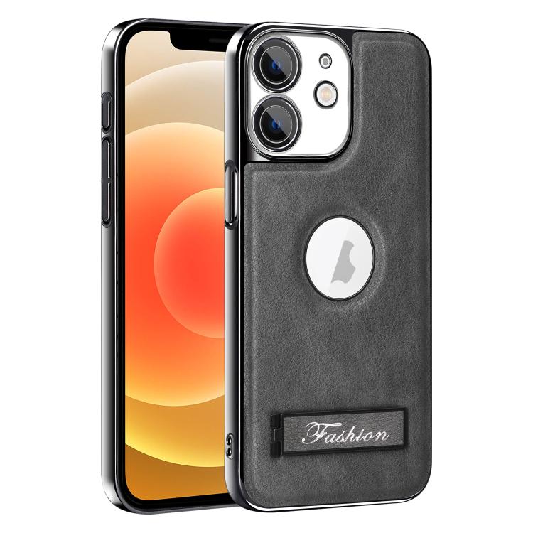 For iPhone 12 Fashion Electroplated Fold Holder Shockproof Phone Case