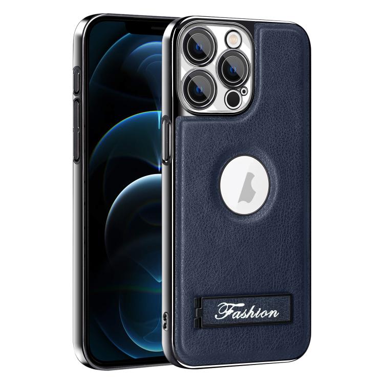 For iPhone 12 Pro Max Fashion Electroplated Fold Holder Shockproof Phone Case
