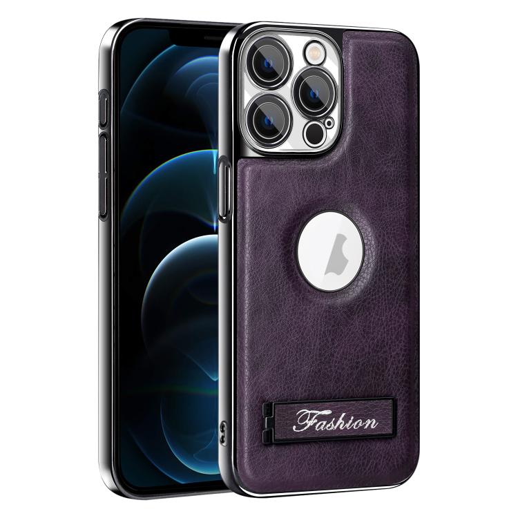For iPhone 12 Pro Max Fashion Electroplated Fold Holder Shockproof Phone Case