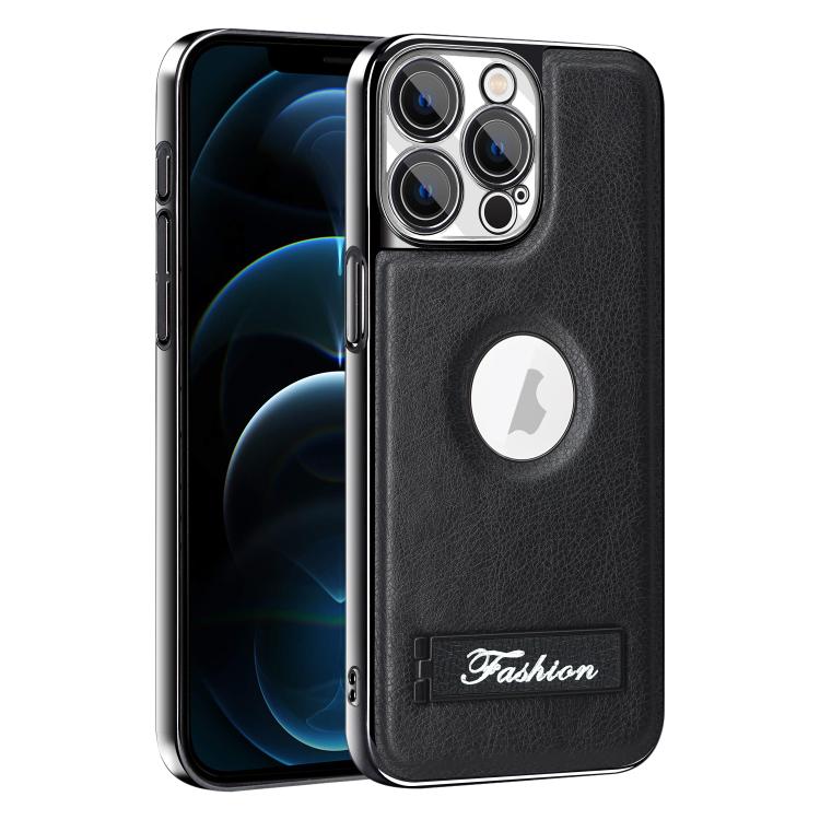 For iPhone 12 Pro Max Fashion Electroplated Fold Holder Shockproof Phone Case