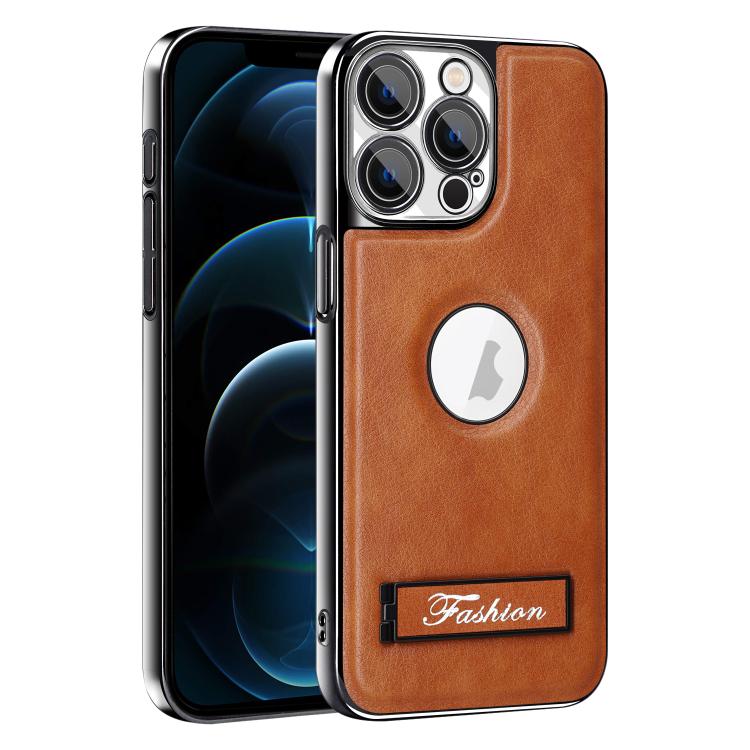 For iPhone 12 Pro Max Fashion Electroplated Fold Holder Shockproof Phone Case