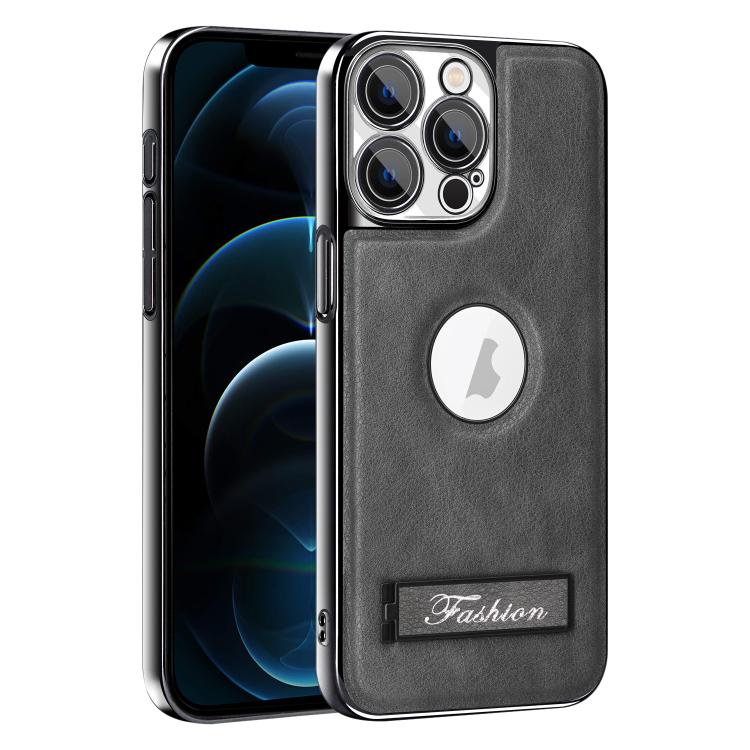 For iPhone 12 Pro Max Fashion Electroplated Fold Holder Shockproof Phone Case