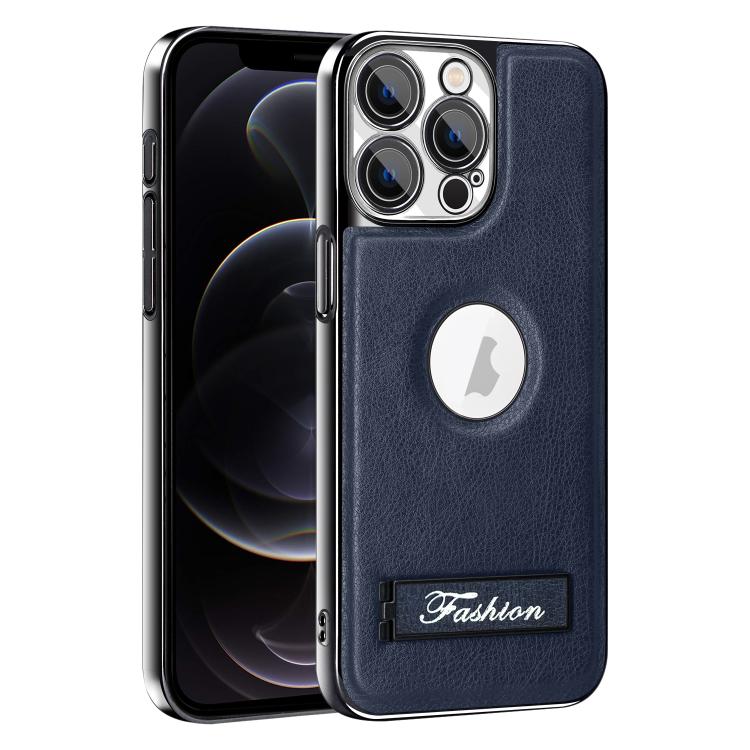 For iPhone 12 Pro Fashion Electroplated Fold Holder Shockproof Phone Case