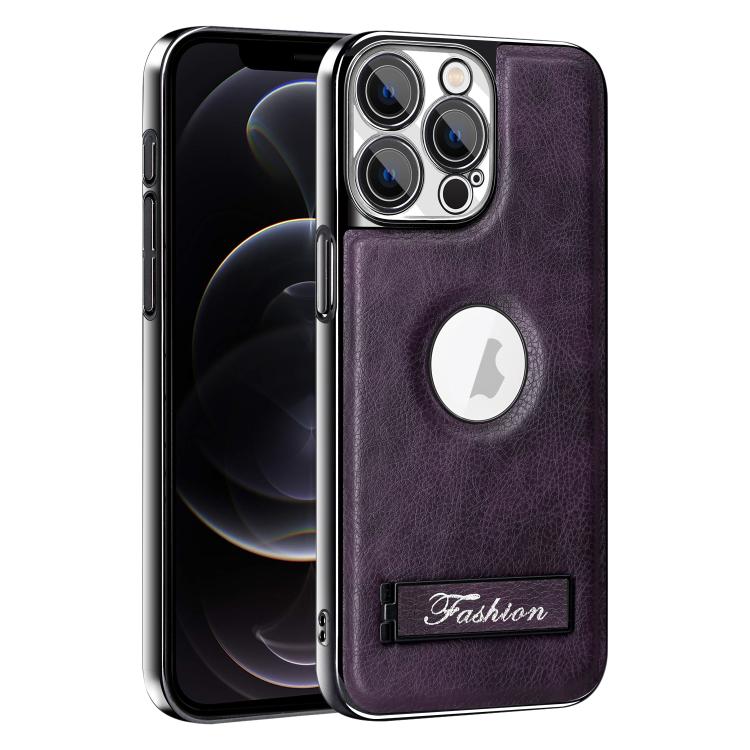 For iPhone 12 Pro Fashion Electroplated Fold Holder Shockproof Phone Case