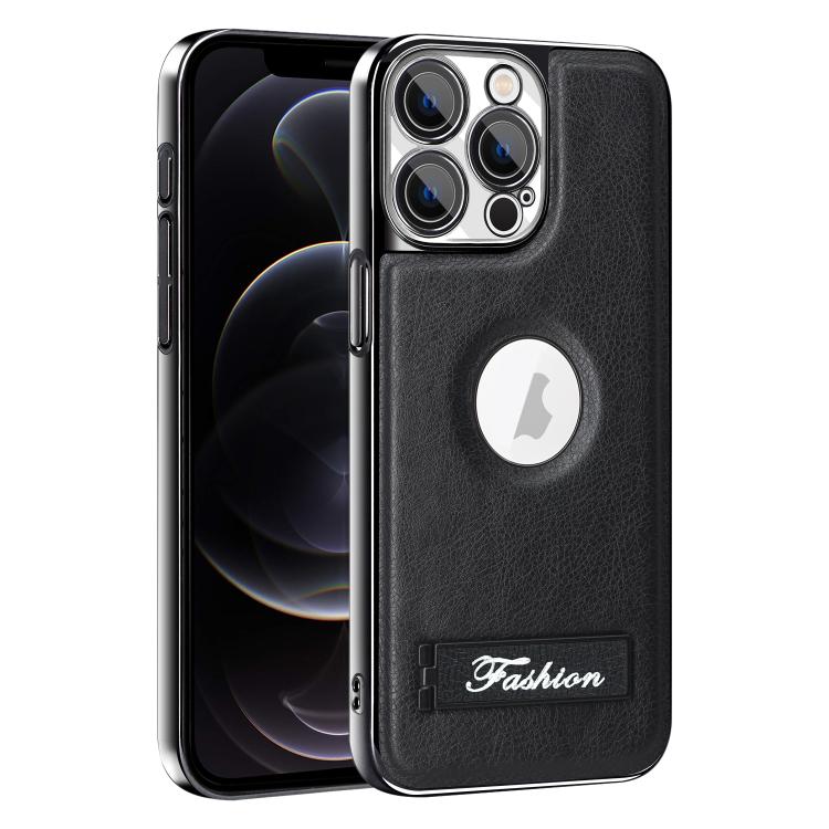 For iPhone 12 Pro Fashion Electroplated Fold Holder Shockproof Phone Case