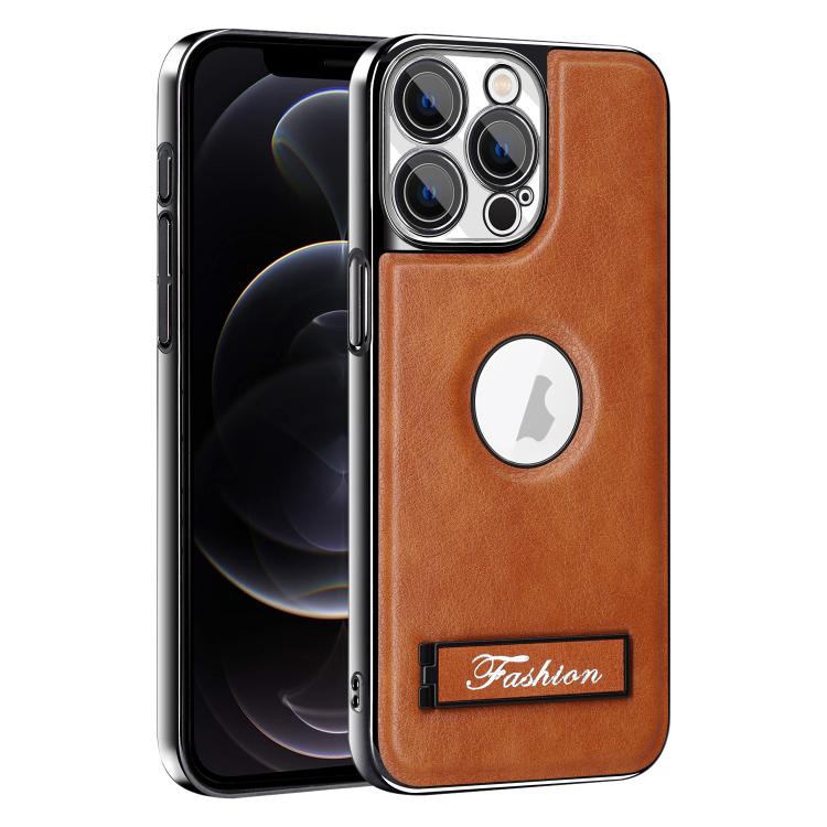 For iPhone 12 Pro Fashion Electroplated Fold Holder Shockproof Phone Case
