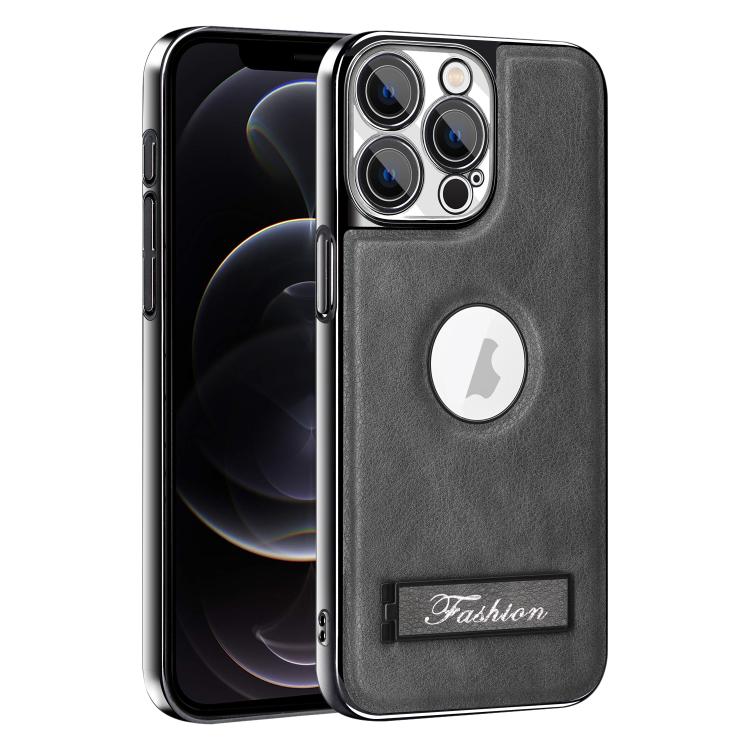 For iPhone 12 Pro Fashion Electroplated Fold Holder Shockproof Phone Case