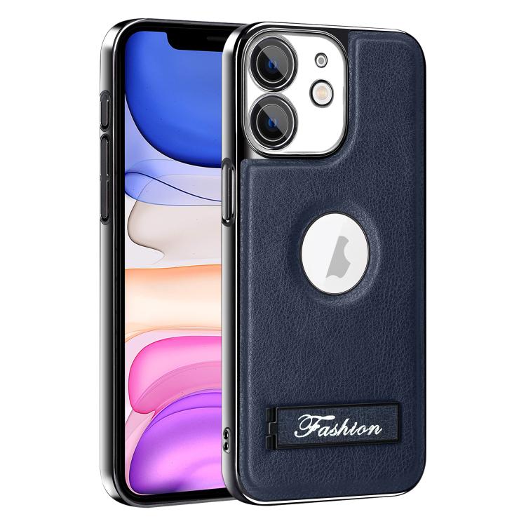 For iPhone 11 Fashion Electroplated Fold Holder Shockproof Phone Case
