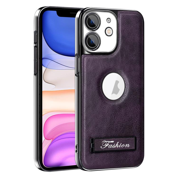 For iPhone 11 Fashion Electroplated Fold Holder Shockproof Phone Case