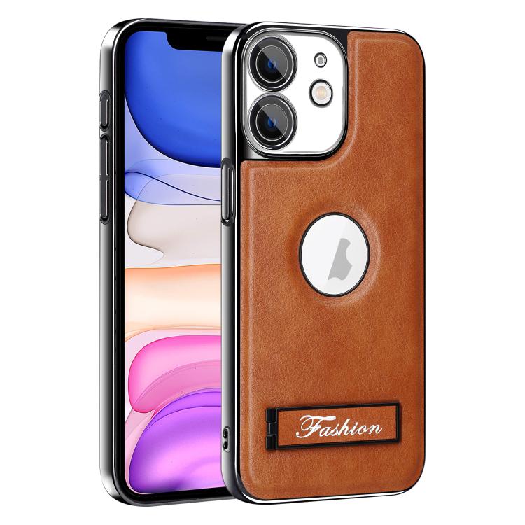 For iPhone 11 Fashion Electroplated Fold Holder Shockproof Phone Case