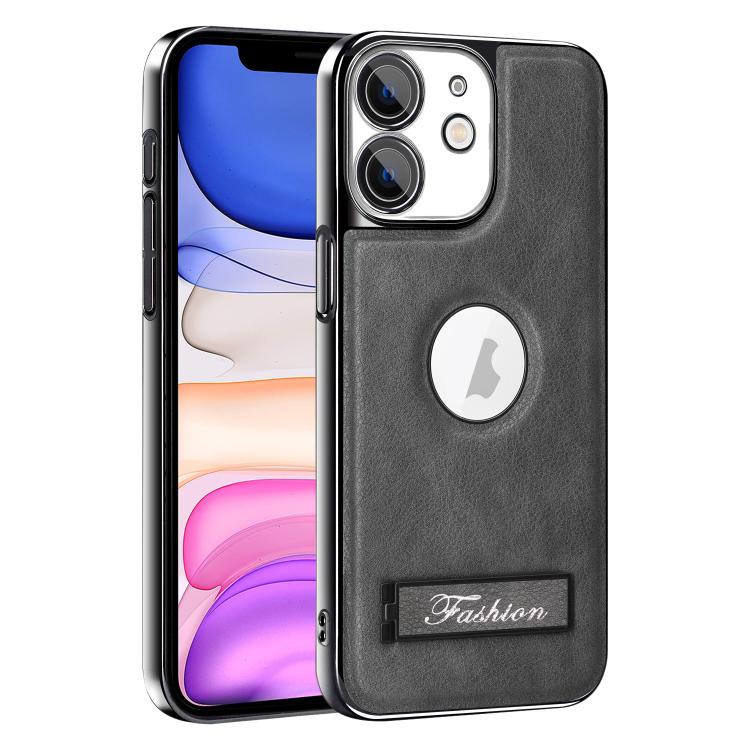 For iPhone 11 Fashion Electroplated Fold Holder Shockproof Phone Case