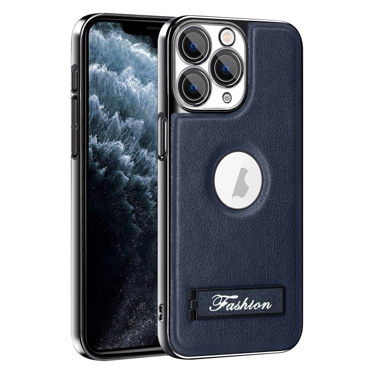 For iPhone 11 Pro Max Fashion Electroplated Fold Holder Shockproof Phone Case