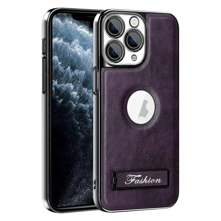 For iPhone 11 Pro Max Fashion Electroplated Fold Holder Shockproof Phone Case