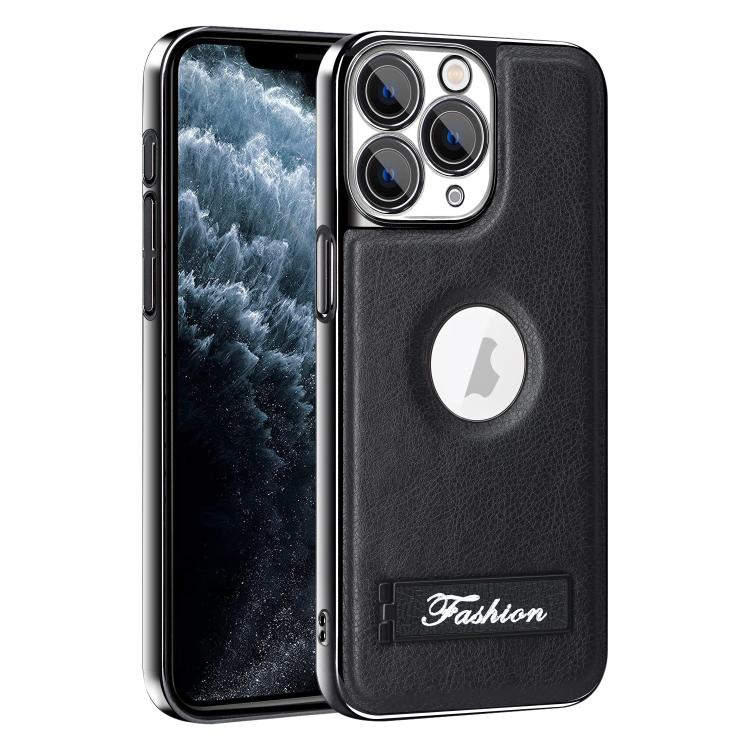 For iPhone 11 Pro Max Fashion Electroplated Fold Holder Shockproof Phone Case