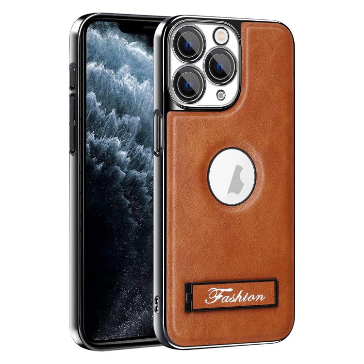 For iPhone 11 Pro Max Fashion Electroplated Fold Holder Shockproof Phone Case