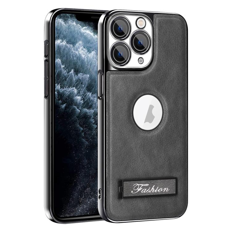 For iPhone 11 Pro Max Fashion Electroplated Fold Holder Shockproof Phone Case