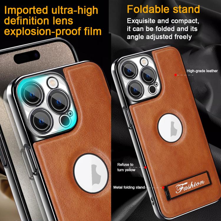 For iPhone 11 Fashion Electroplated Fold Holder Shockproof Phone Case