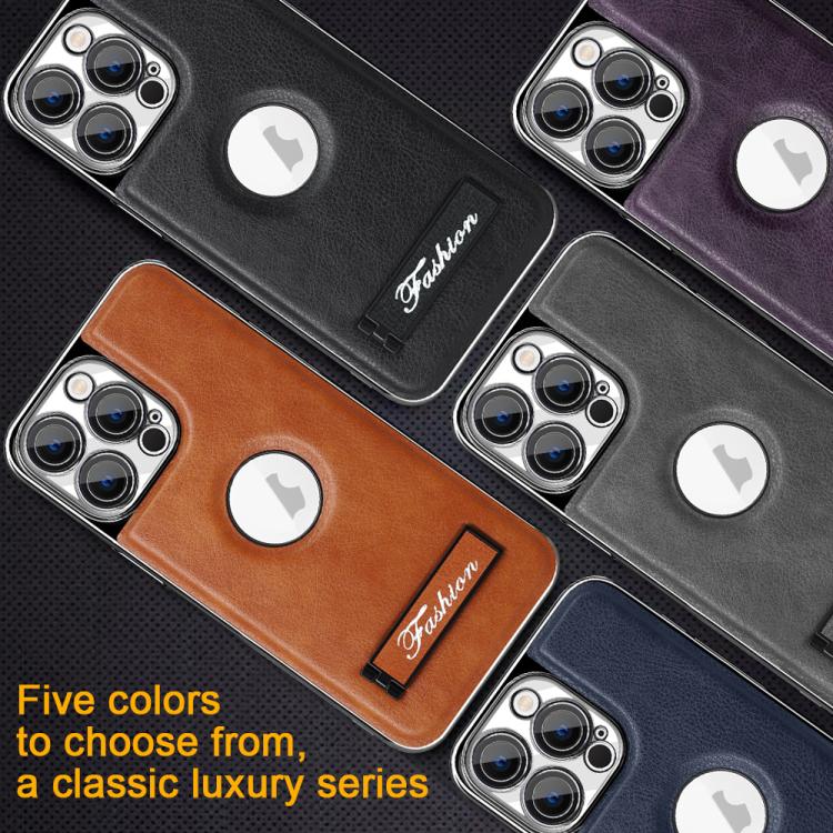 For iPhone 14 Fashion Electroplated Fold Holder Shockproof Phone Case