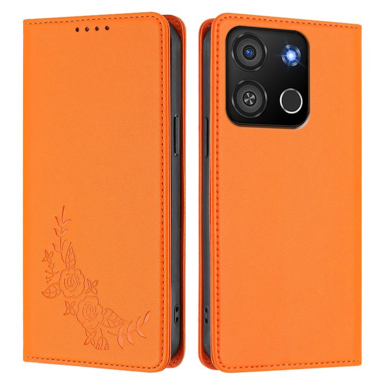For Itel A05s Peony Embossed Magnetic RFID Vegan Leather Phone Case