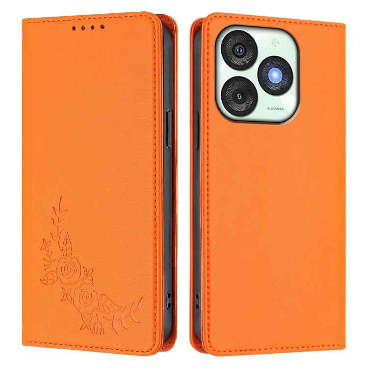 For Itel A50 Peony Embossed Magnetic RFID Vegan Leather Phone Case