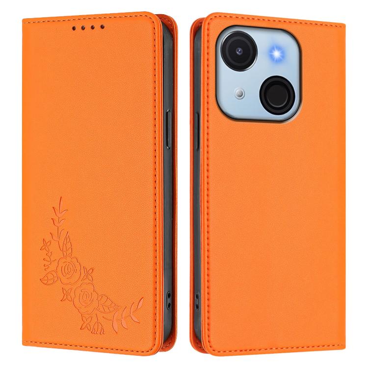 For Itel A50C Peony Embossed Magnetic RFID Vegan Leather Phone Case