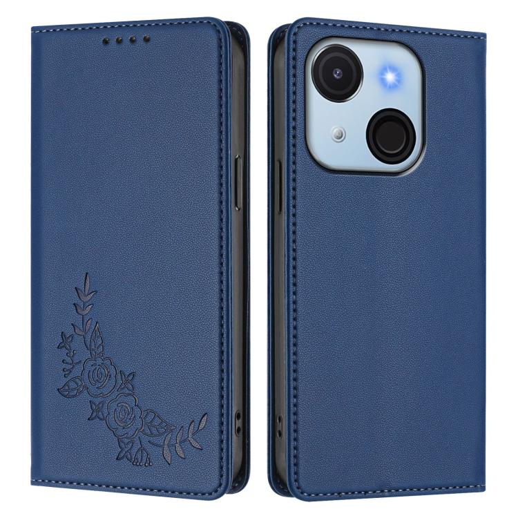 For Itel A50C Peony Embossed Magnetic RFID Vegan Leather Phone Case