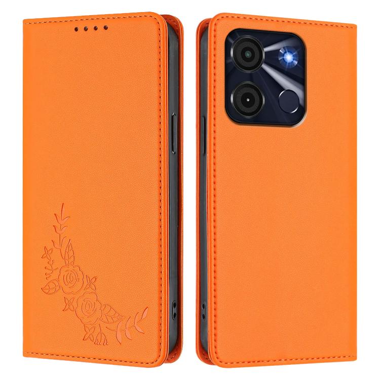 For Itel A60 / A60s Peony Embossed Magnetic RFID Vegan Leather Phone Case
