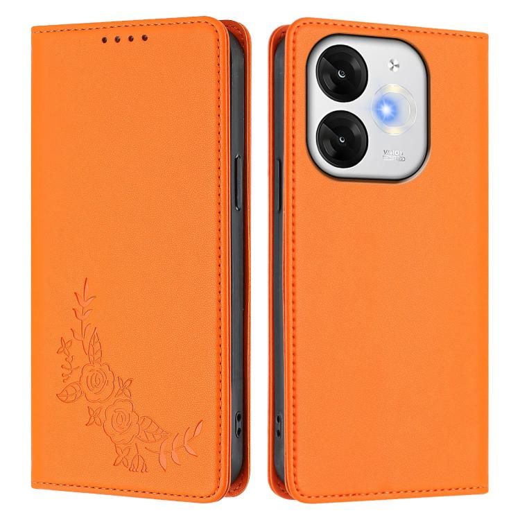 For Itel A80 4G Peony Embossed Magnetic RFID Vegan Leather Phone Case