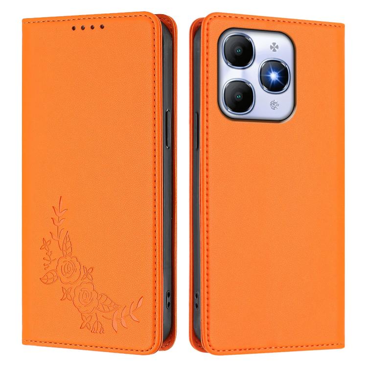 For Itel A90 4G Peony Embossed Magnetic RFID Vegan Leather Phone Case