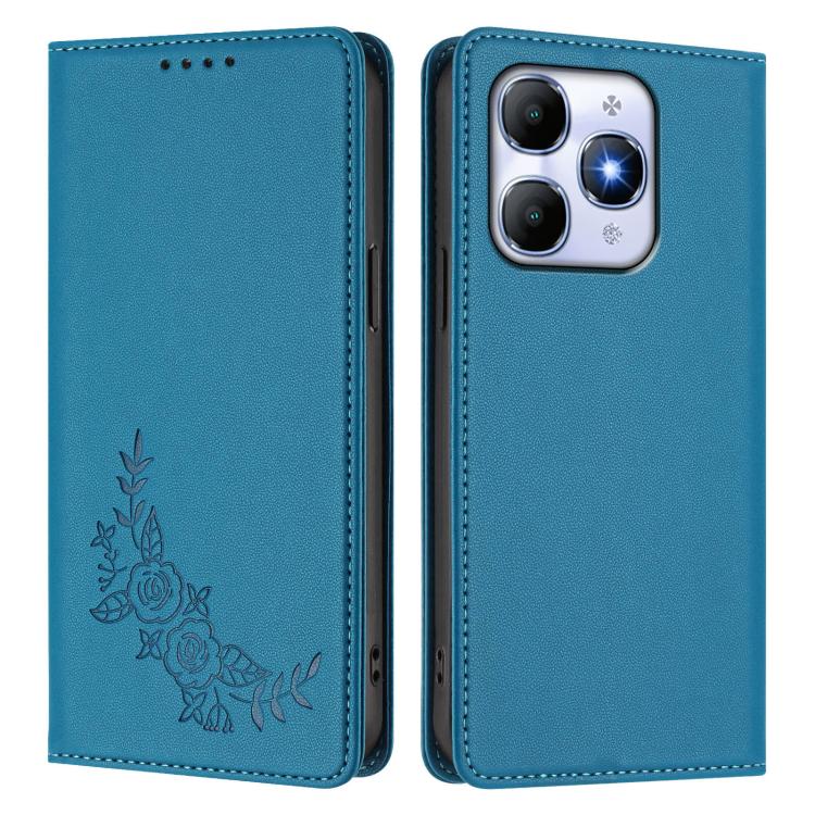 For Itel A90 4G Peony Embossed Magnetic RFID Vegan Leather Phone Case