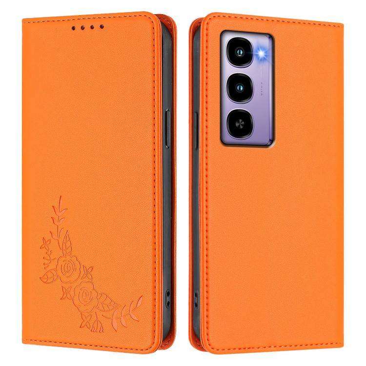 For Itel CITY 100 Peony Embossed Magnetic RFID Vegan Leather Phone Case