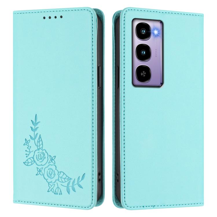 For Itel CITY 100 Peony Embossed Magnetic RFID Vegan Leather Phone Case