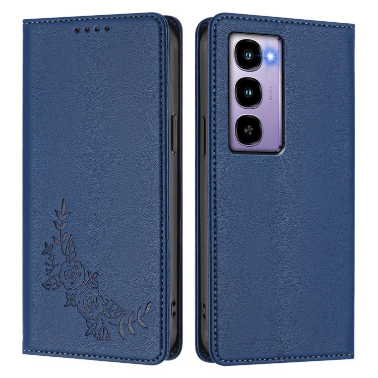 For Itel CITY 100 Peony Embossed Magnetic RFID Vegan Leather Phone Case
