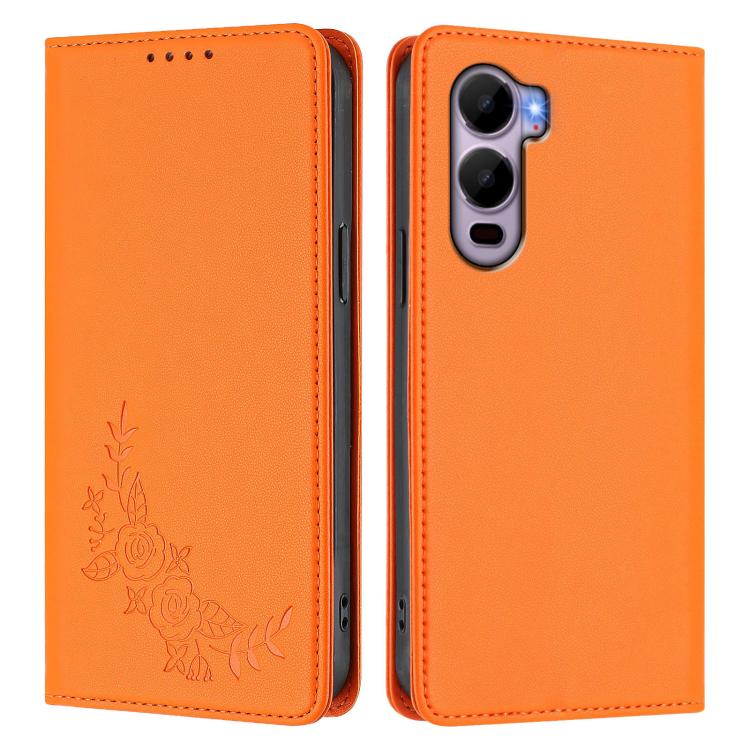For Itel CITY 200 4G Peony Embossed Magnetic RFID Vegan Leather Phone Case