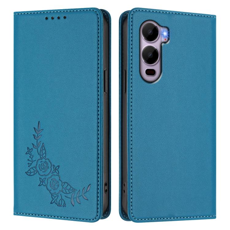 For Itel CITY 200 4G Peony Embossed Magnetic RFID Vegan Leather Phone Case