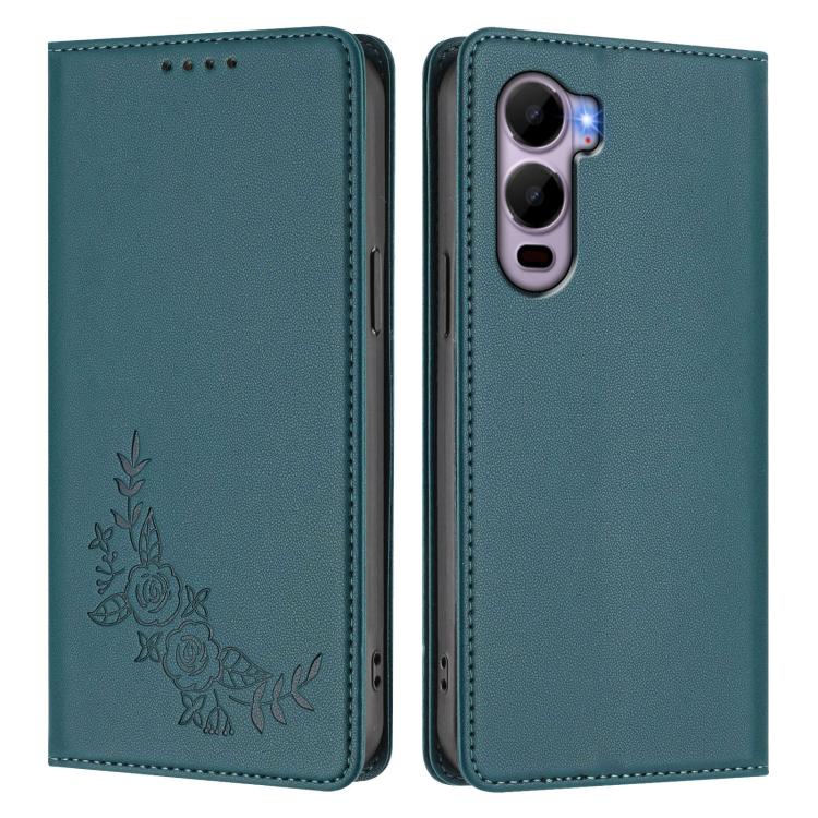 For Itel CITY 200 4G Peony Embossed Magnetic RFID Vegan Leather Phone Case