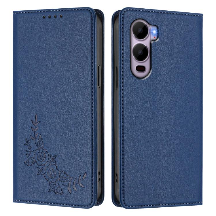 For Itel CITY 200 4G Peony Embossed Magnetic RFID Vegan Leather Phone Case