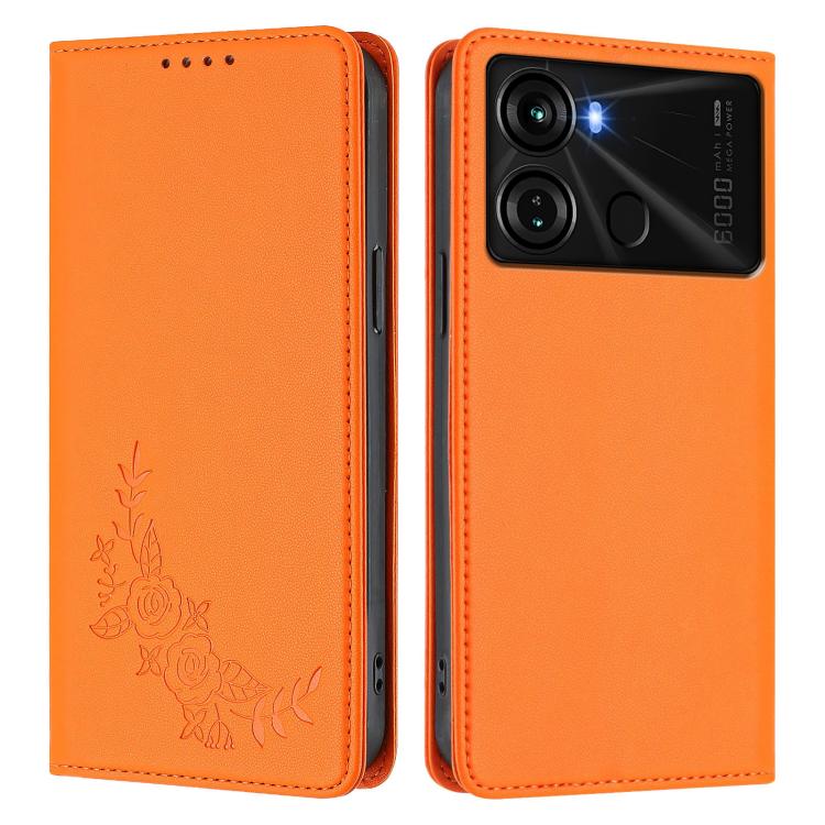 For Itel P40 Peony Embossed Magnetic RFID Vegan Leather Phone Case
