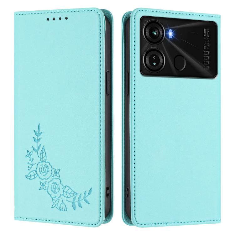 For Itel P40 Peony Embossed Magnetic RFID Vegan Leather Phone Case