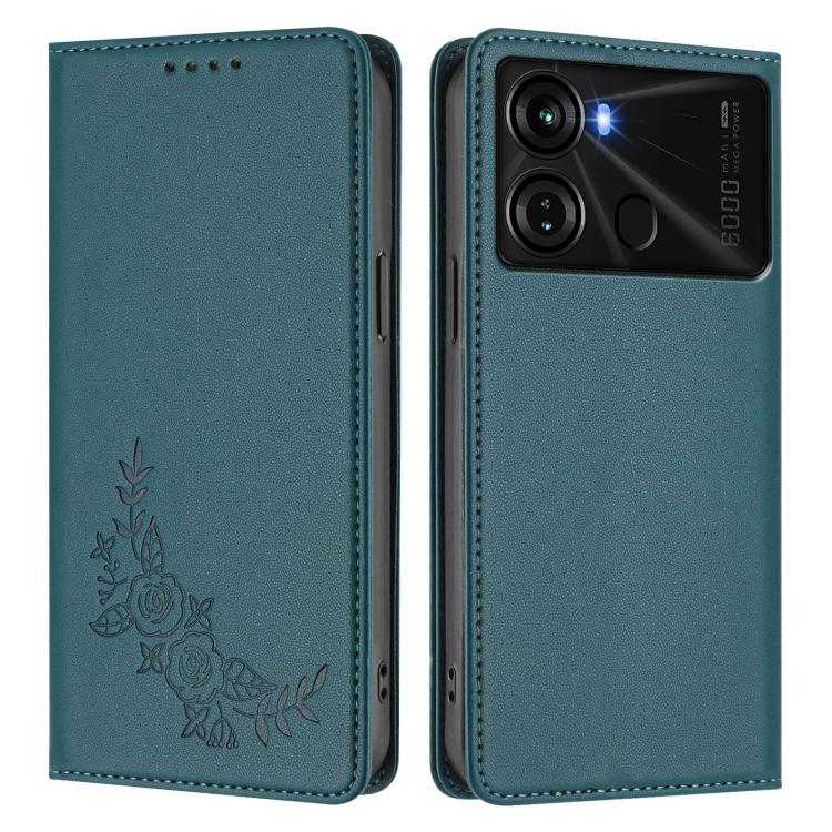 For Itel P40 Peony Embossed Magnetic RFID Vegan Leather Phone Case