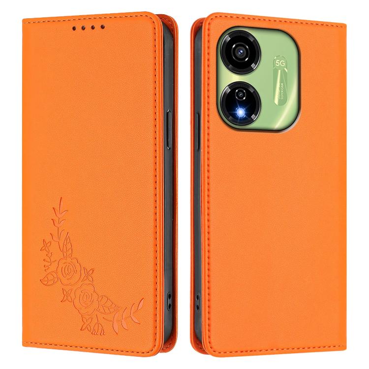 For Itel P55 5G Peony Embossed Magnetic RFID Vegan Leather Phone Case